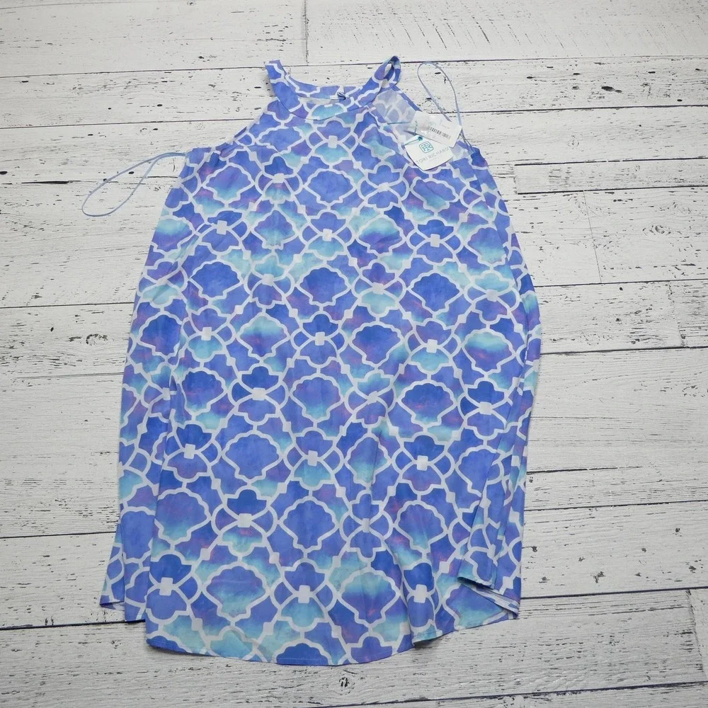 Tori Richard‎ Dress Womens 0 Blue White Vitamin Sea Kristi Sleeveless Shift NWT